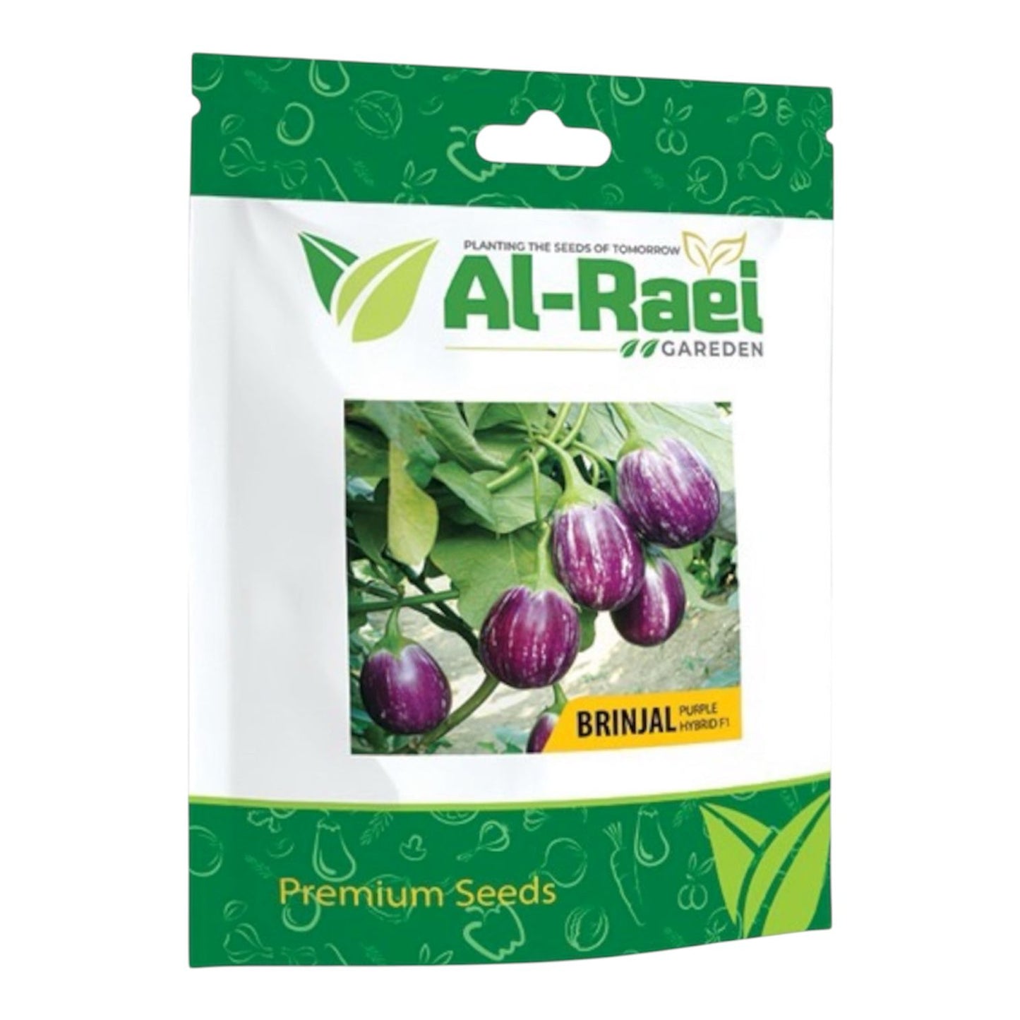 Al-Raei Round Striped Brinjal Seeds | Hybrid F1 Eggplant Seeds
