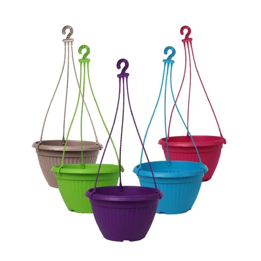 Hanging Plastic pots 7 Inch Multicolor